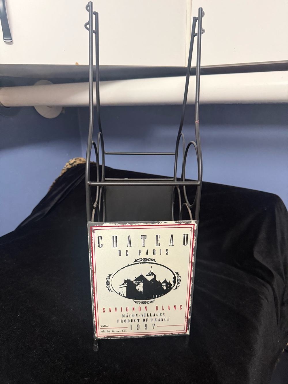 Chateau De Paris Wine Bottle Holder - Black with Cream Label